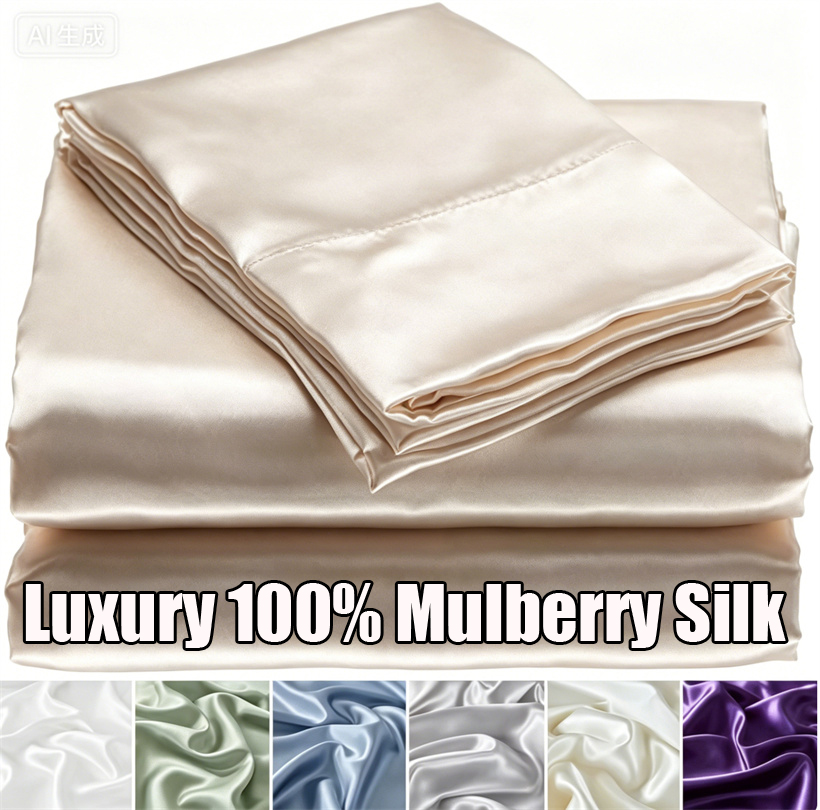 Luxury Skincare Sets - Luxuriöses Maulbeerseide-Bettwäscheset, 100% Seidenbettwäsche mit Spannbettlaken,