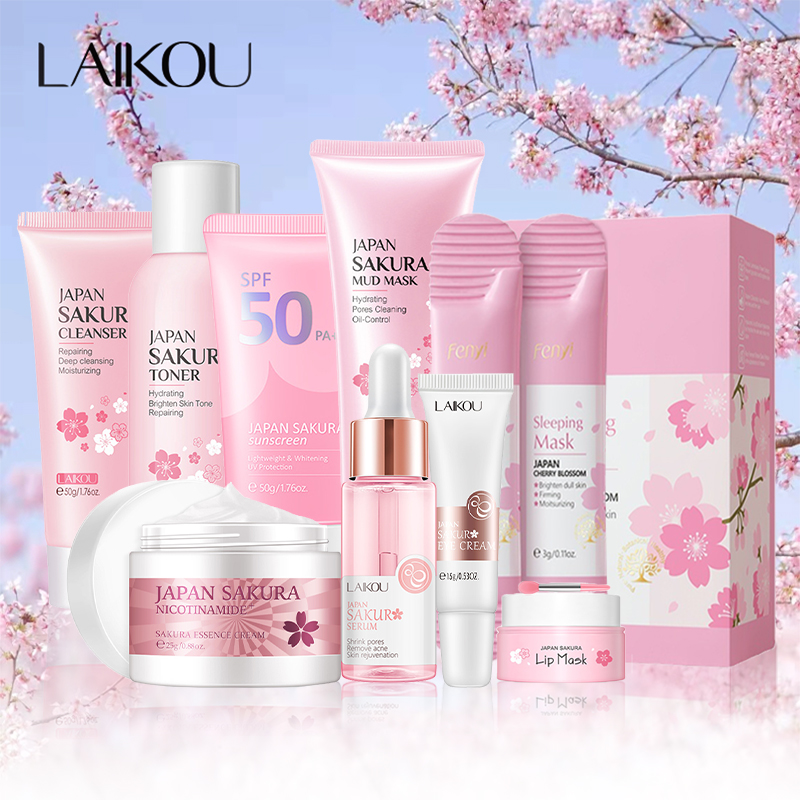 Luxury Skincare Kit - 9 stücke Gesichts Produkte Kit Sakura