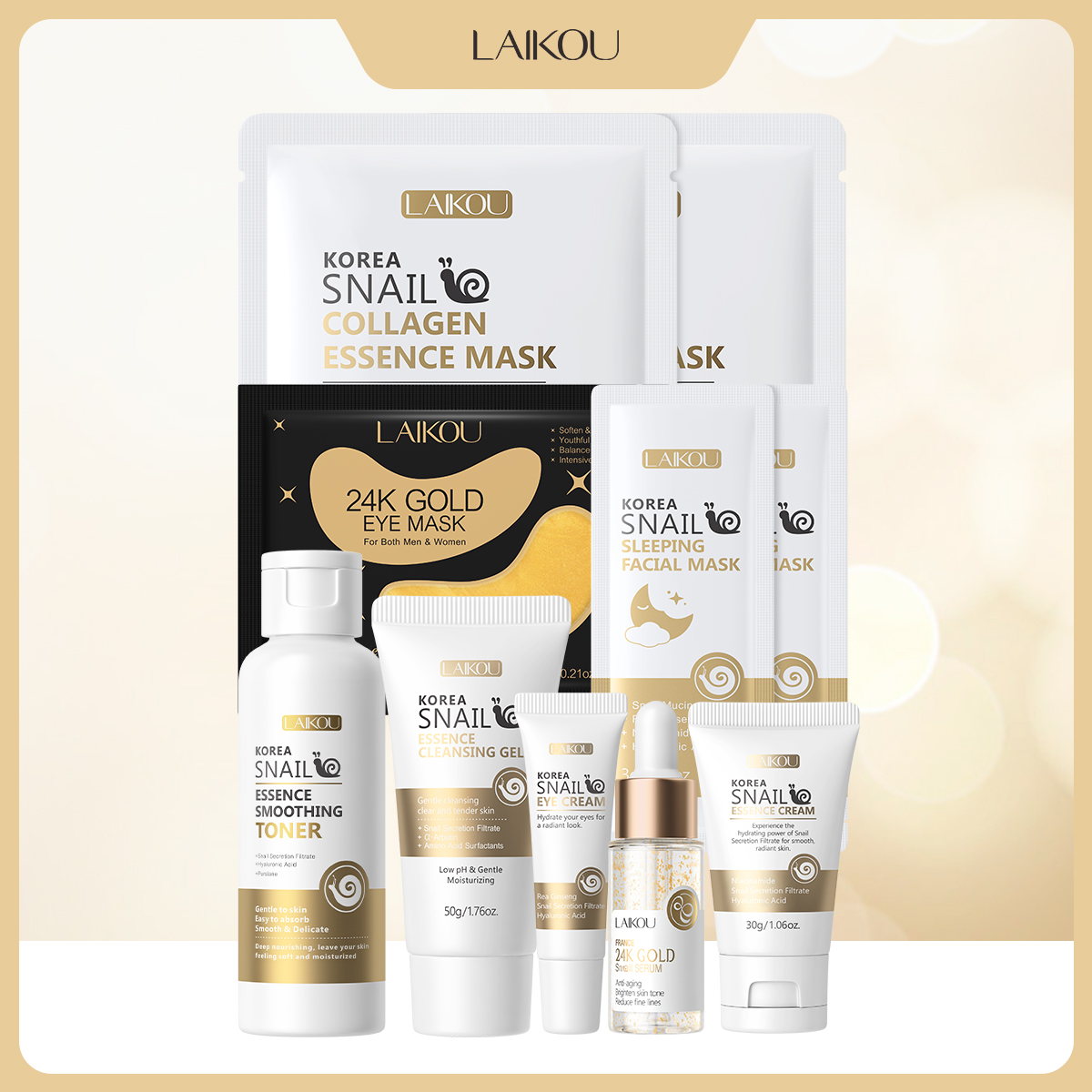 LAIKOU Schnecken 24K Gold Haut – Luxury Skincare Kit Bewertung und Preis