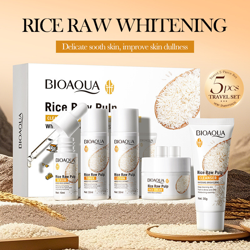 5-teiliges BIOAOUA Rice Raw Wh – Luxury Skincare Kit Bewertung und Preis